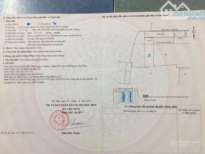 Bán đất Tô Ký, Tân Xuân, Hóc Môn, TP.HCM, giá cực chất 2,2 tỷ, 215m2 đầu tư cực tốt