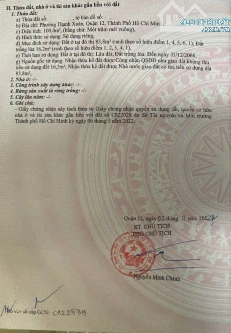 BÁN ĐẤT R.Ẻ THẠNH XUÂN 21 – GẦN CHỢ MINH PHÁT - HẺM Ô TÔ TRÃI NHỰA - 83M² – CHỈ 3,42 TỶ - 1