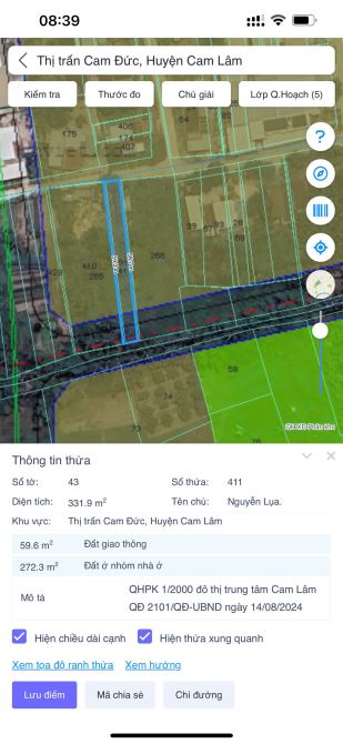 12 Triệu/m2!! 2 Mặt Tiền Khu Bàn Cờ Cam Đức - 1