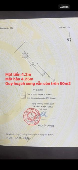 Bán đất mặt phố Hoàng Công Chất 106m2 26,5 tỷ - 2