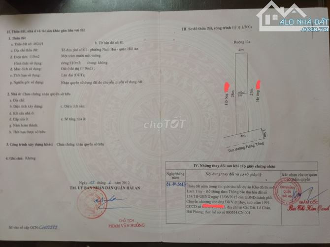BÁN NHANH LÔ ĐẤT MẶT ĐƯỜNG HÀNG TỔNG - 2 BÊN 3 KHU TĐC - GIÁ CHỈ 50tr/m2 - 1