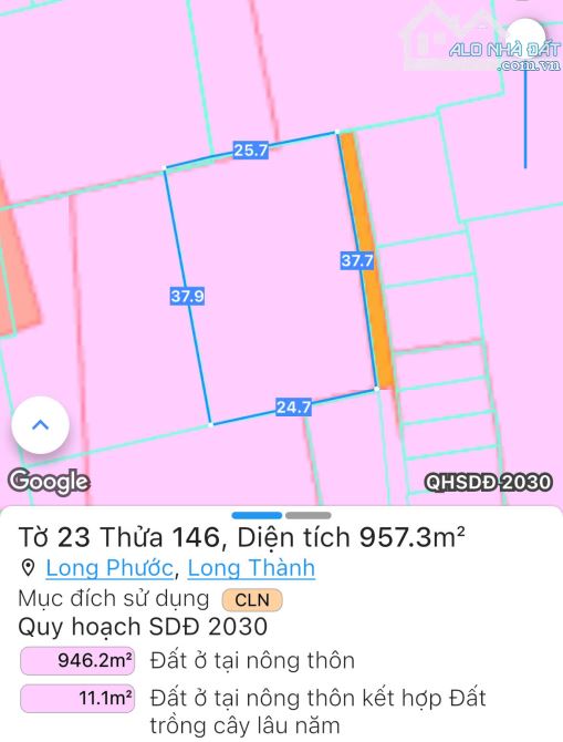 LÔ ĐẤT 1000M2 RẺ NHẤT CỔNG TRƯỚC SÂN BAY LONG THÀNH, PHỦ HỒNG, CÁCH HƯƠNG LỘ 12 CHỈ 200M - 2