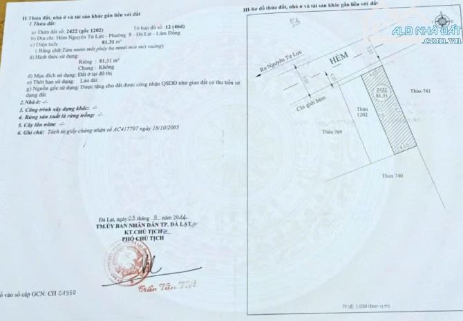 Bán lô đất Nguyên Tử Lực -6 Tỷ- Phường 8 Đà Lạt 🔥 81m -