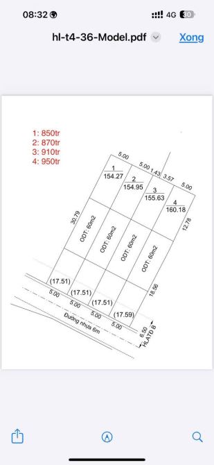 Đất p Hoà Lợi mặt nhựa 8m. 5 x 31. Tc 60m, trọn gói 910 tr - 1