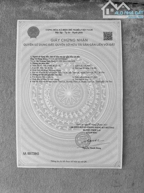 CHÍNH CHỦ BÁN NHÀ GÓC ĐƯỜNG  LỘ 19M VÀ LỘ 15M ,KHU ĐÔ THỊ THỚI LAI,H.THỚI LAI,TPCT - 15