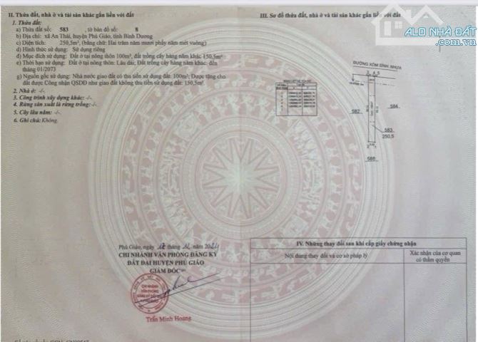 200 triệu sở hữu lô đất thổ cư Phú Giáo bình dương đường nhựa