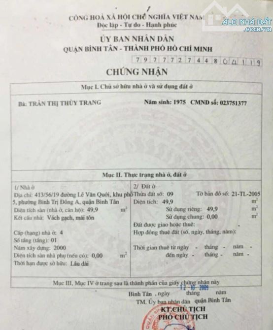 BÌNH TÂN - HƯƠNG LỘ 2 - 82M2 - 5PN - CHỈ 4.8TỶ CÒN TL  HẺM OTO ĐỔ CỬA - DÒNG TIỀN MỖI THÁN - 3
