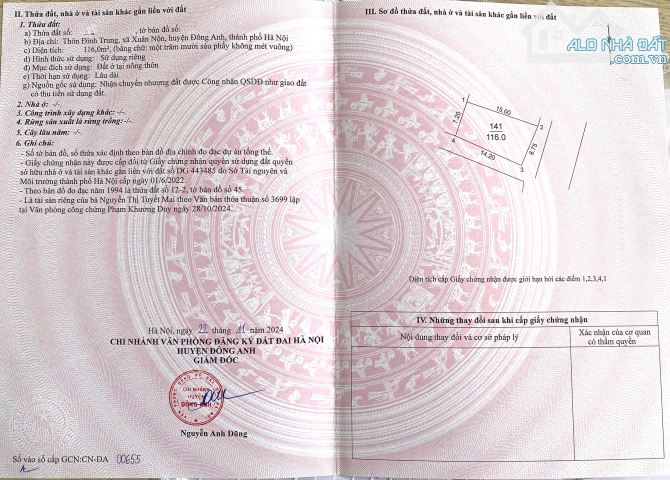 Bán lô góc 116m2, mt 8,7; đầu làng Đình Trung, Xuân Nộn, giáp khu CN Đông Anh, oto đỗ cửa - 8