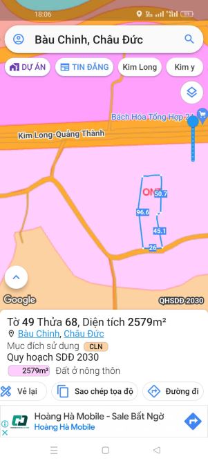 Đất ngộp xã bàu chinh châu đức 2579m2 300m2 thổ cư - 1