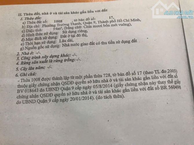 Cần bán lo đất hẻm xe hỏi đường 8 lò lu phường trường thạnh Q9 - 2