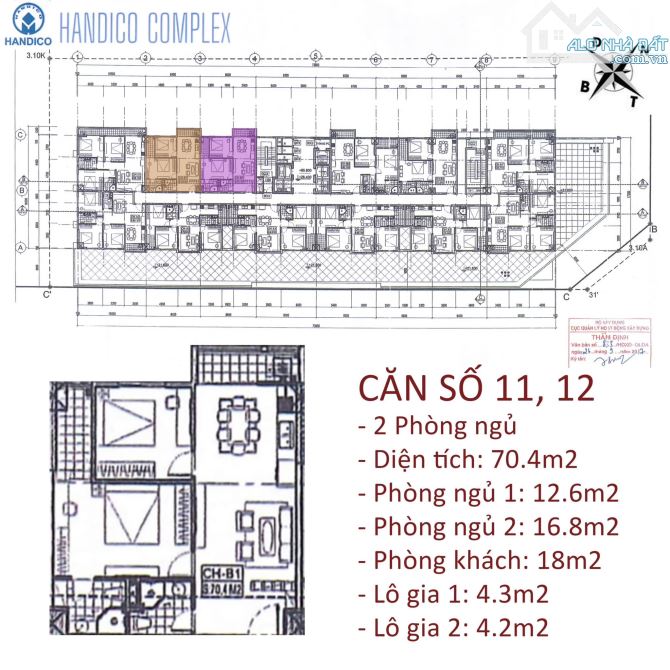 Bán căn hộ 80 m2 hướng Đông Nam 3 phòng ngủ - 2