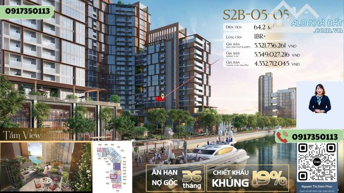 Căn 2 PN view sông hướng Đông Nam, mát mẻ, dự án Sun Shymphony ck 21%