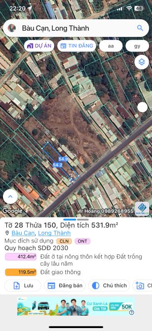 Cần bán 531 m2 mặt tiền chính bàu cạn giá mềm - 1