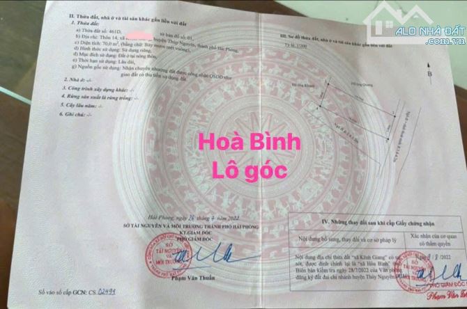 Chủ gửi bán nhanh lô góc tại Hà phú Phường Hoà Bình ( giá chỉ 12xx )