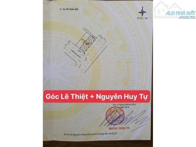 Bán lô góc 2 Mặt tiền đường Nguyễn Huy Tự & Lê Thiệt - DT: 90m2, Giá 4.95 tỷ TL - 1