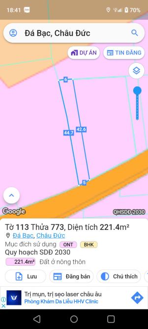 Bán Đất Trung Tâm Xã Đá Bạc - Chỉ 570 Triệu/Nền - Có 80m2 Thổ Cư - Còn 2 Nền Duy Nhất - 2