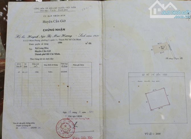 Bán đất thổ cư Duyên Hải, x. Long Hòa, Cần Giờ: 25 x 65, giá 15,8 tỷ.