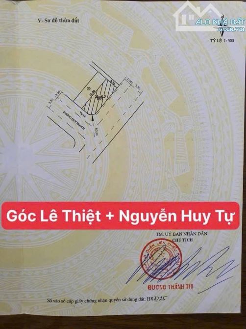 Bán lô 2 mặt tiền, góc Lê Thiệt & Nguyễn Huy Tự - 1