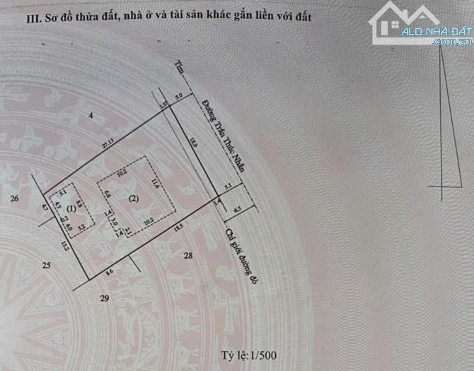 Bán đất 429m2 tặng nhà mặt tiền Trần Thúc Nhẫn, gần chợ Bến Ngự, ngay trung tâm TP Huế