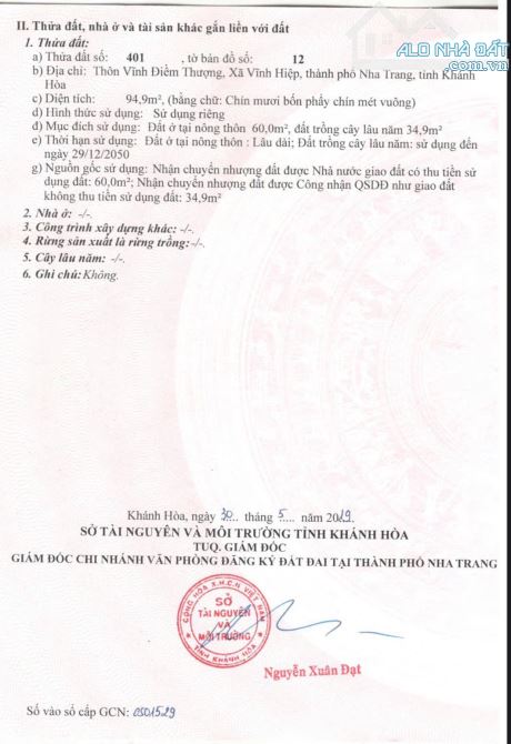 Lô đất cách đường D30 chỉ 100m - Diện tích : 94.9m2 ( ngang 5m ) - Đường oto, khu dân cư - 3