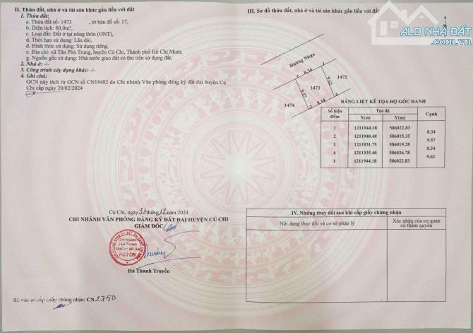 Sang gấp lô đất ngang 8m Tân Phú Trung, Củ Chi, tổng 80m2 full thổ, SHR, 1 tỷ 950 - 1