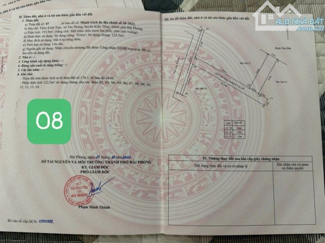 Bán đất Kính Trực - Tân Phong - Kiến Thụy - Hải Phòng