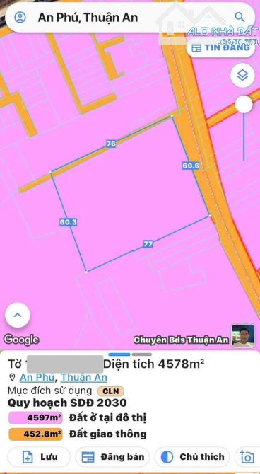 Đất mặt tiền 4500m An Phú , Thuận An , Bình Dương
