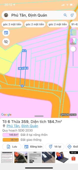Lô đất đẹp 184m2 thuộc xã Phú Tân, Định Quán Cách nhựa Hương Lộ 120 chỉ 500m.