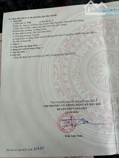 📢📢 Cần bán lô đất tại trục liên xã phường Trần Hưng Đạo ( xã Đông Sơn cũ) .Thủy Nguyên.H - 1