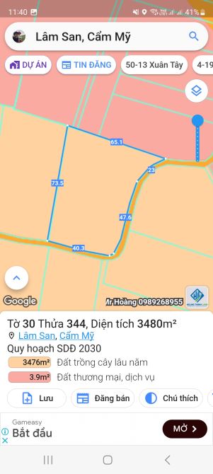 Lên lô đất siêu đẹp . Gần 1 mẫu 300tc 120m mặt tiền tại LÂM SAN CẨM MỸ. Giá chỉ 6ty5 - 3