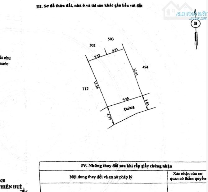 Bán đất Lý Thần Tông, TDP An Lưu, Hương An, TP Huế