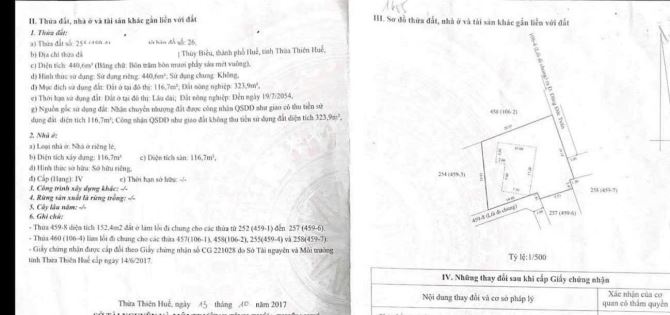 BÁN NHÀ CẤP 4 BIỆT THỰ VƯỜN THUỶ BIỀU - TP HUẾ - GIÁ 5.2 TỶ 440M2- LH HẢI YẾN - 5