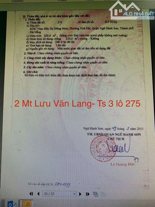 Chủ bán nhanh - Lô Góc 2MT LƯU VĂN LANG và THUỶ SƠN 3, DT 221m2 -Sát Trần Quốc Hoàn - 2