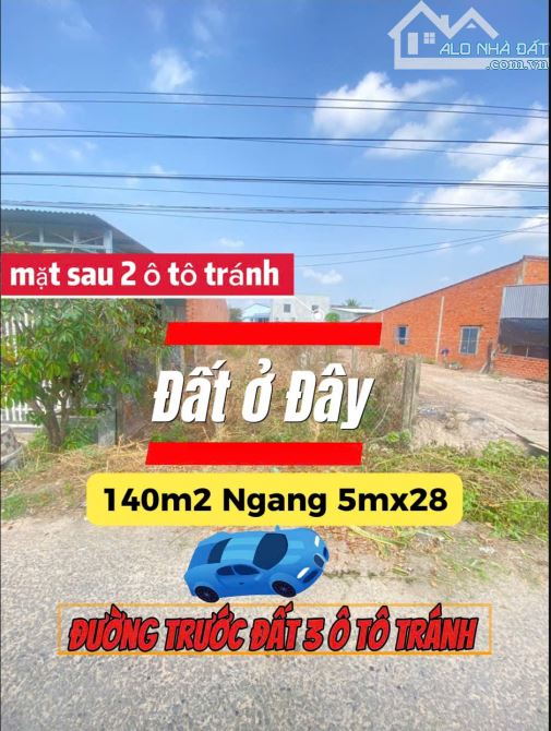 (Hàng Ngộp )Đất Trường Tây, TX Hoà Thành, 680 triệu, 140m2, Ngõ rộng 10m, 2 Mặt tiền 5x28m