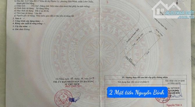 🔥 Lô góc 2 mặt tiền đường 7m5 Nguyễn Bính , khu Phước Lý  - Diện tích 193m2 ngang 8m5