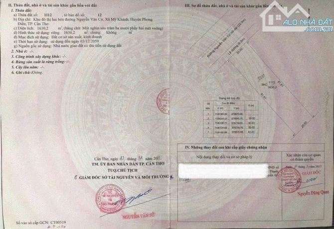 BÁN 1630m2 ĐẤT MẶT TIỀN ĐƯỜNG NGUYỄN VĂN CỪ , CÁCH ĐẠI HỌC NAM CẦN THƠ 600m - 3