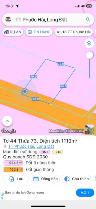 Bán lô đất đối diện ỦY Ban TT Phước HẢi - Long Đất ,BRVT ngang 29mx40m - 4