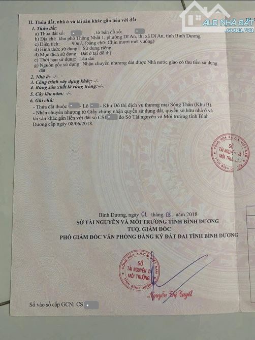 đất 90m2 4ty5TL  khu Vincom ngã tư 550, p.Dĩ An, Tp.Dĩ An - 5