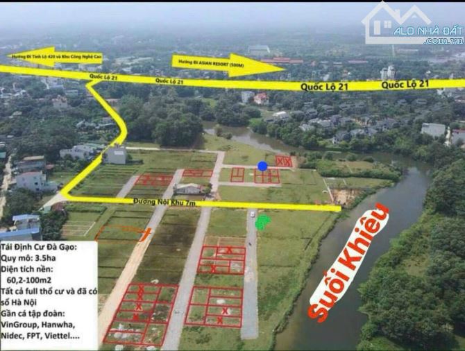 Cần bán đất khu giãn dân Đà Gạo. Ngay sát QL21, ĐH Quốc Gia, Khu CNC. Giá chỉ nhỉnh 2 tỷ