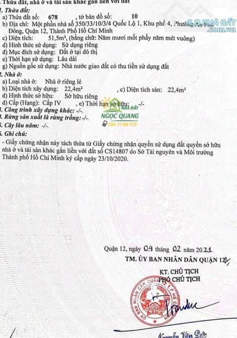 BÁN ĐẤT ĐƯỜNG 12m, GẦN TRƯỜNG ĐẠI HỌC NGUYỄN TẤT THÀNH, KHU NHÀ LẦU - 1