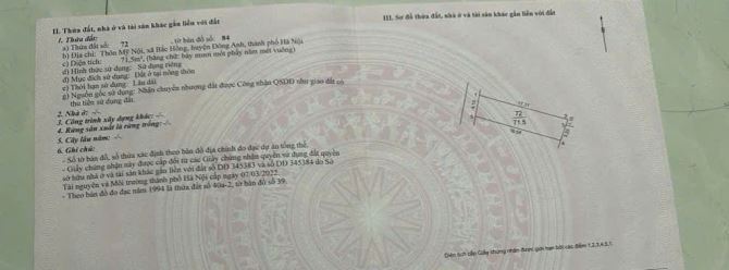 71.5m2 MỸ NỘI, BẮC HỒNG, ĐÔNG ANH- Đường ô tô- giá 6x triệu/m2. - 1