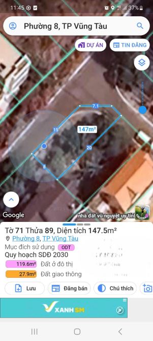 ĐẤT LÔ GÓC KHU BIỆT THỰ PHƯƠNG NAM PHƯỜNG 8 VŨNG TÀU DT 147M2 (8x20) CÁCH BIỂN 200M - 2