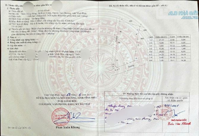 Bán đất Rộng - Đẹp Đồng bông, Kim long, Tam dương, Vĩnh phúc. 9,xtr/m2 - 4