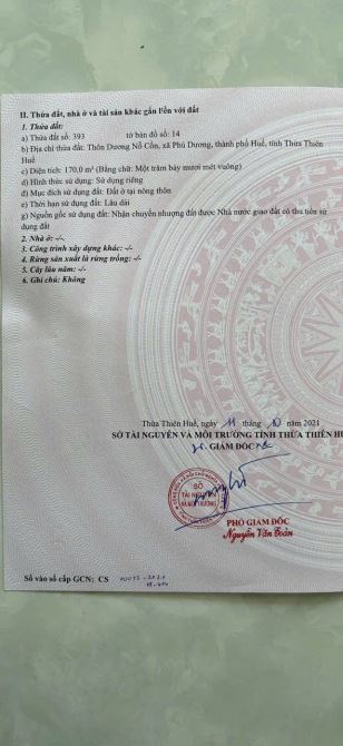Bán đất KQH Dương Nổ Cồn, Phú Dương, TP Huế.