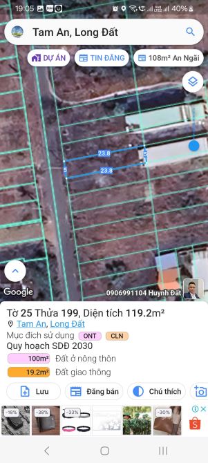 📍 BÁN LÔ ĐẤT MẶT TIỀN ĐƯỜNG NHỰA – XÃ TAM AN, HUYỆN LONG ĐẤT GIÁ 1.15 TỶ - 3