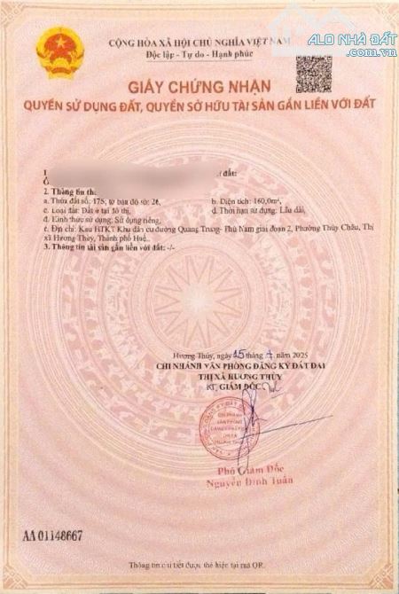 Đất  Quang Trung- Mặt tiền đường Dương Thưởng,( sau lưng trường THPT Phú Bài )  ✔️ Dân - 4