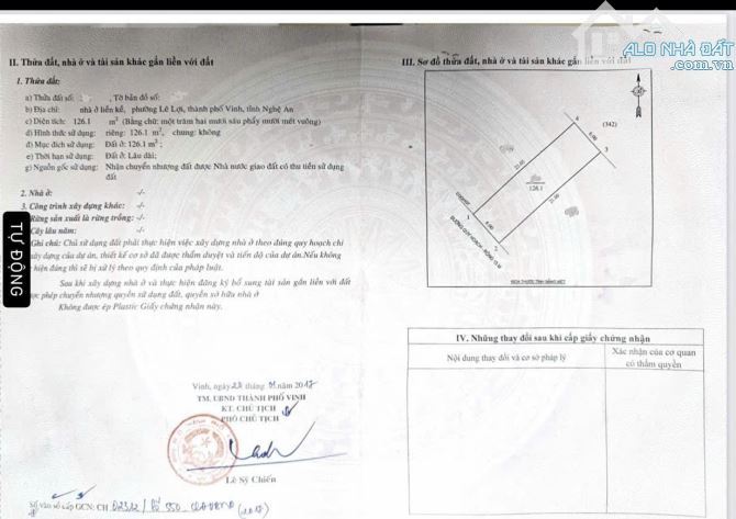 Đất kinh doanh 126m2 đường Hoàng Nghĩa Lương, khu Tecco Lê Lợi, TP Vinh