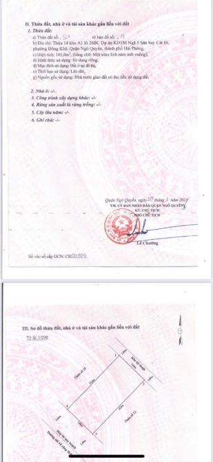 105m đất đường đôi rộng 30m tại lô 26bc đường Lê Hồng Phong Ngô Quyền