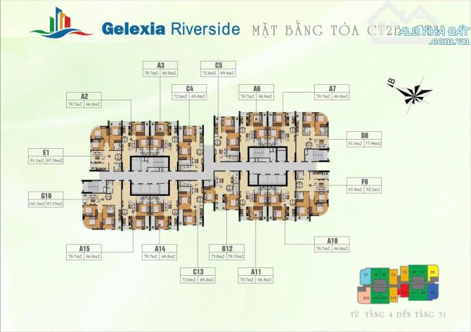 BÁN CĂN HỘ GELEXIA 885 TAM TRINH – TOÀ CT3  ✨ Diện tích: 70m² – 2PN | 2VS |