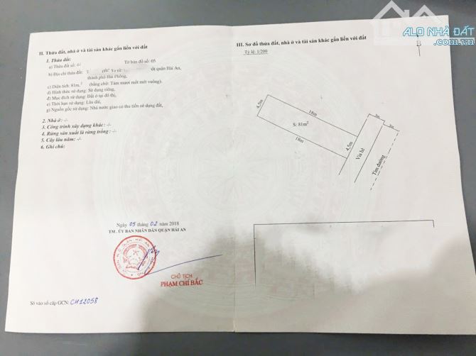 Nhà đẹp gốc dân khu TĐC Đằng Hải - Tuyến 3 Lê Hồng Phong. DT 81m2 x 4T. Hướng ĐN - 12